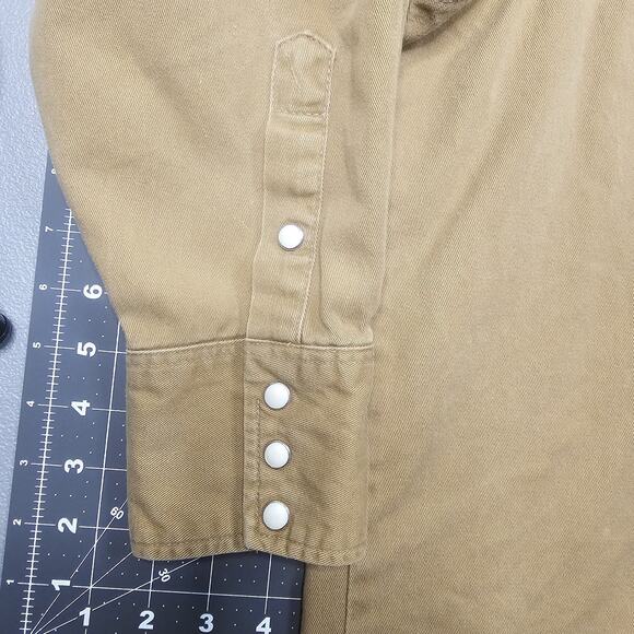 Vintage Wrangler Shirt Mens XXL Big Tan Heavy Twill Snap Western Cowboy 90s - Picture 4 of 15
